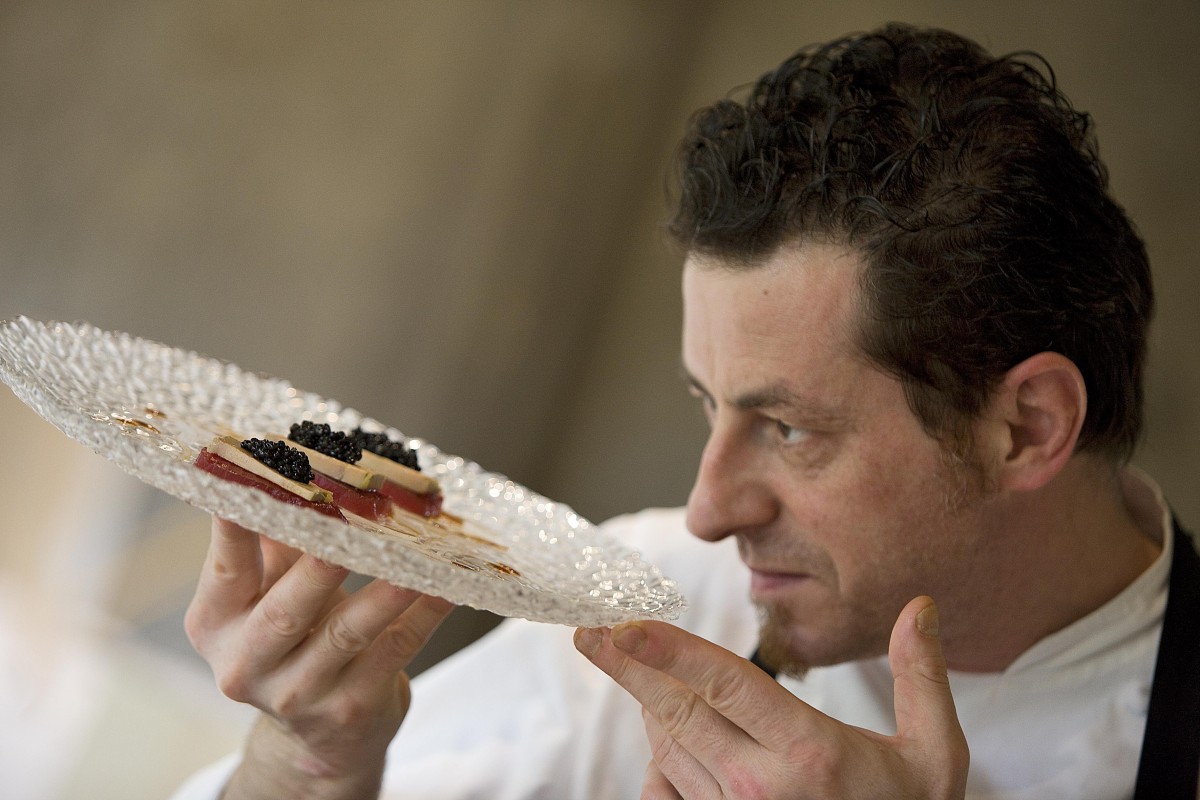 Lo chef Stefano Cerveni del  Due Colombe, 1 stella Michelin, Corte Franca/Borgonato (BS)